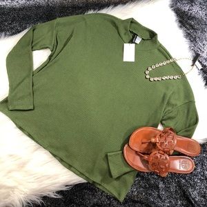 H&M green thermal sweater top